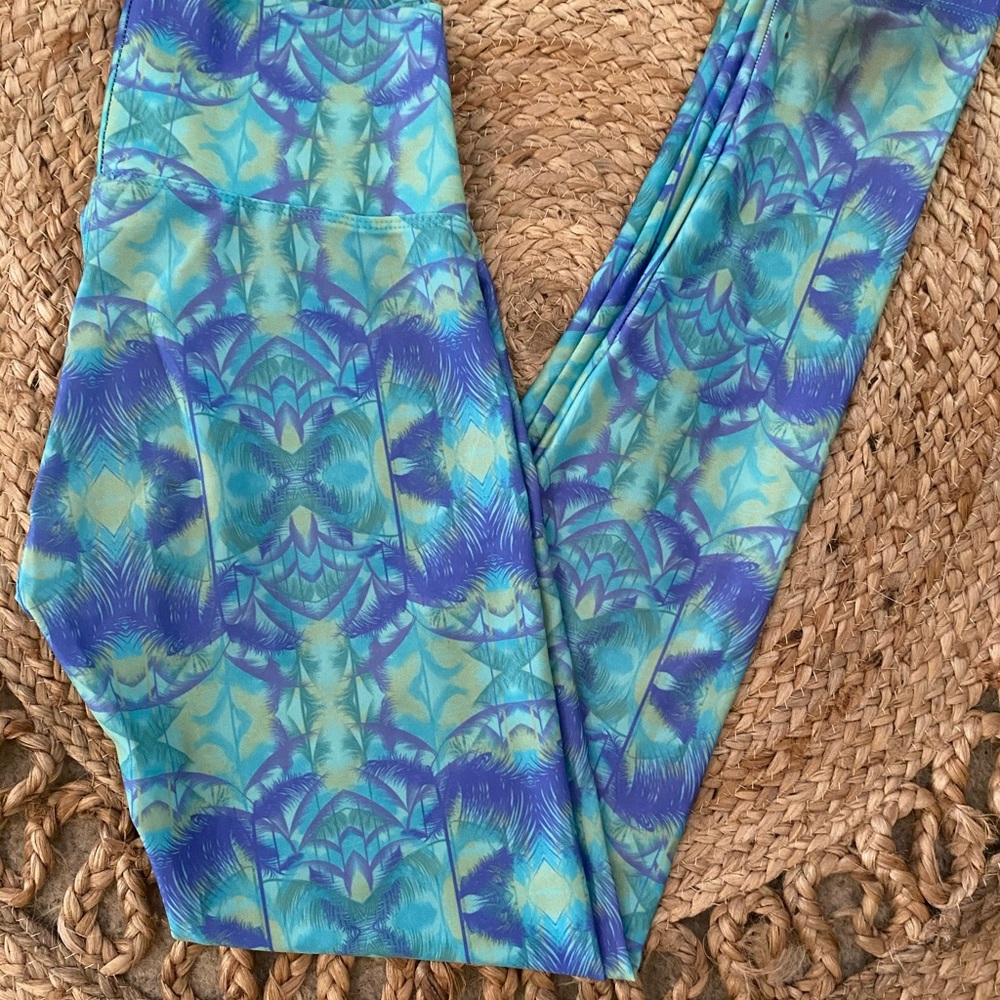 Leggings blue palm tree design